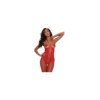 Bodystocking rouge seins nus effet bustier 